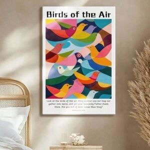 Colorful Birds of the Air Christian Art Print, 12”x18” Wrapped Canvas